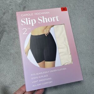 Carole Hochman Women's M Slip Short Black/Beige Nylon H0633